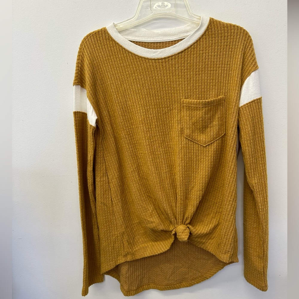 Cozy Mustard Long Sleeve Top with Pocket